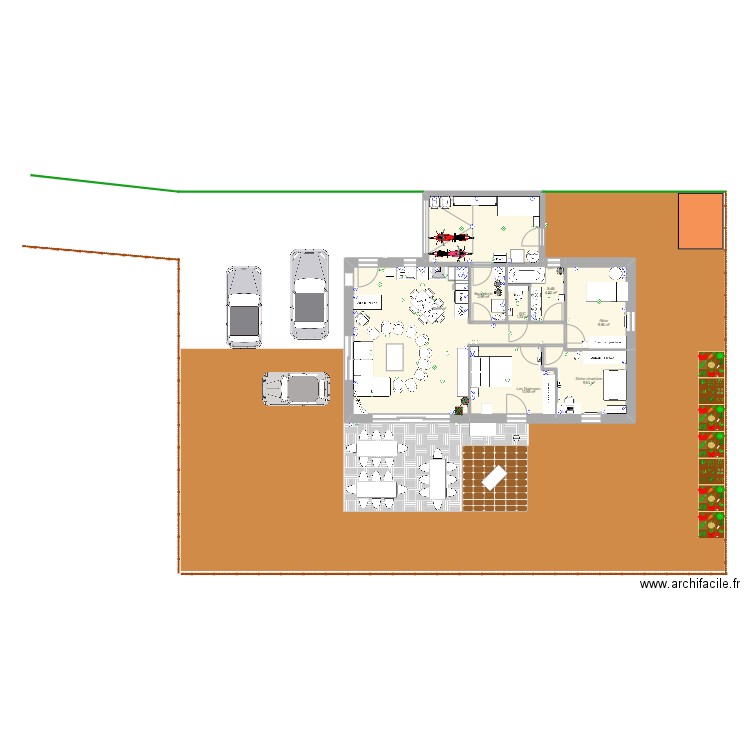 Crémaillère. Plan de 7 pièces et 93 m2