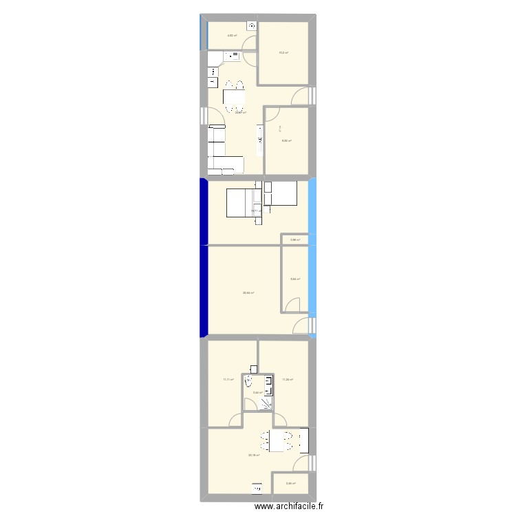 3x maison vienne. Plan de 13 pièces et 146 m2