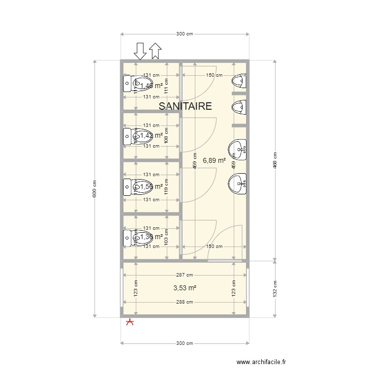 WC 4 63012. Plan de 6 pièces et 16 m2