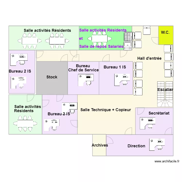 Etage Cada avant r&eacute;novation. Plan de 