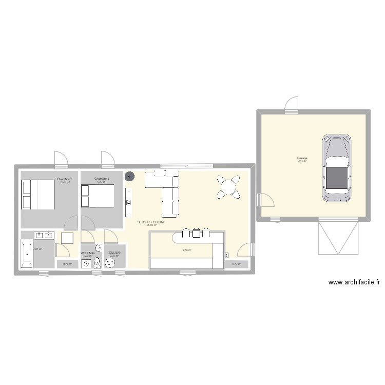 80m2. Plan de 0 pièce et 0 m2