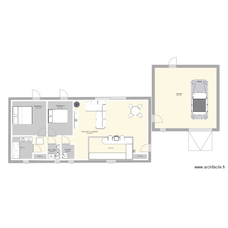 80m2. Plan de 10 pièces et 167 m2