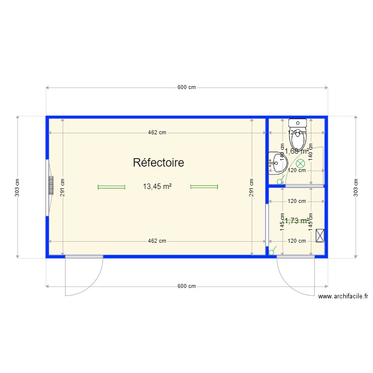 Hamois. Plan de 3 pièces et 17 m2