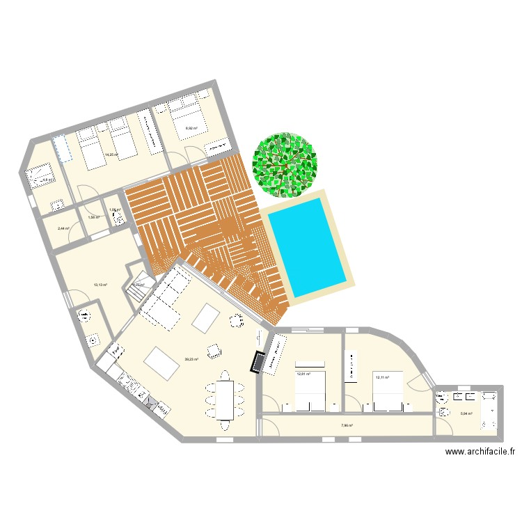 Ile de Ré. Plan de 13 pièces et 126 m2