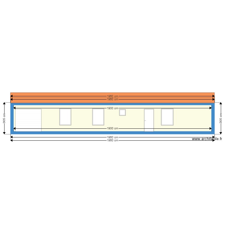 Façade avant. Plan de 0 pièce et 0 m2