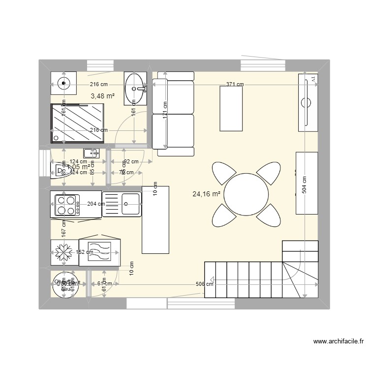 Transformation garage en maison de ville impasse du centre . Plan de 0 pièce et 0 m2