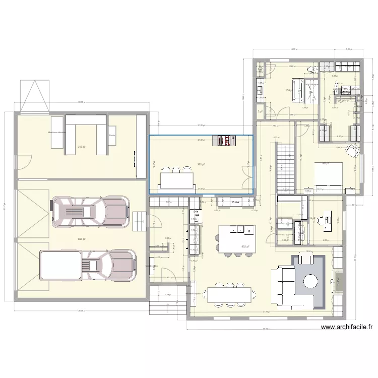 Version 3 garage sur le c&ocirc;t&eacute;. Plan de 