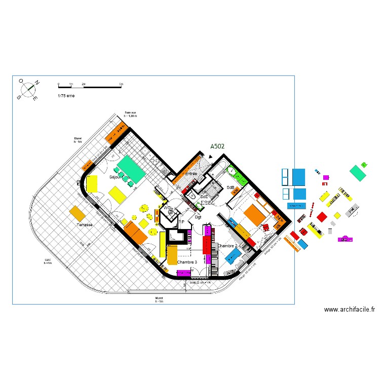 FINAL plan indice 10 AMENAGEMENT mobilier V11bis 1 canapé 2m sans galandage piano angle. Plan de 0 pièce et 0 m2