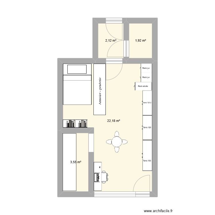 Studio 2610. Plan de 4 pièces et 30 m2
