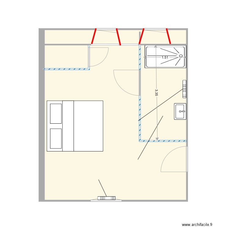 Future chambre et SdB V2. Plan de 0 pièce et 0 m2