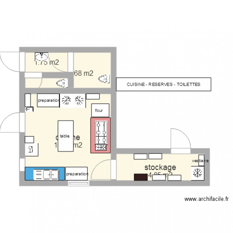 Cuisine 2 avec Réserve. Plan de 0 pièce et 0 m2