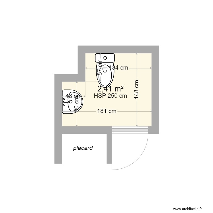 chambre 20-21 avant. Plan de 1 pièce et 2 m2