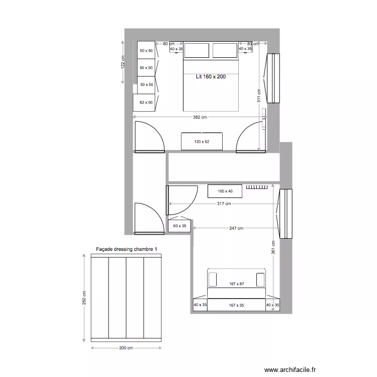 chambres 1 et 2 v2b. Plan de 