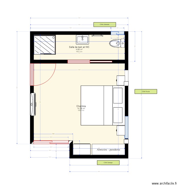 Plan de chambre au dessus de la salle à Manger. Plan de 0 pièce et 0 m2