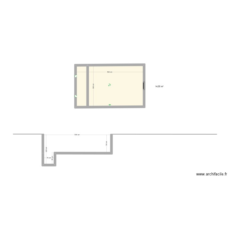 Plan en coupe piscine Binet. Plan de 1 pièce et 15 m2