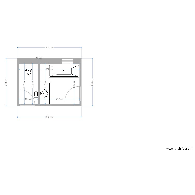 SDB-02-2022-04-22. Plan de 1 pièce et 7 m2