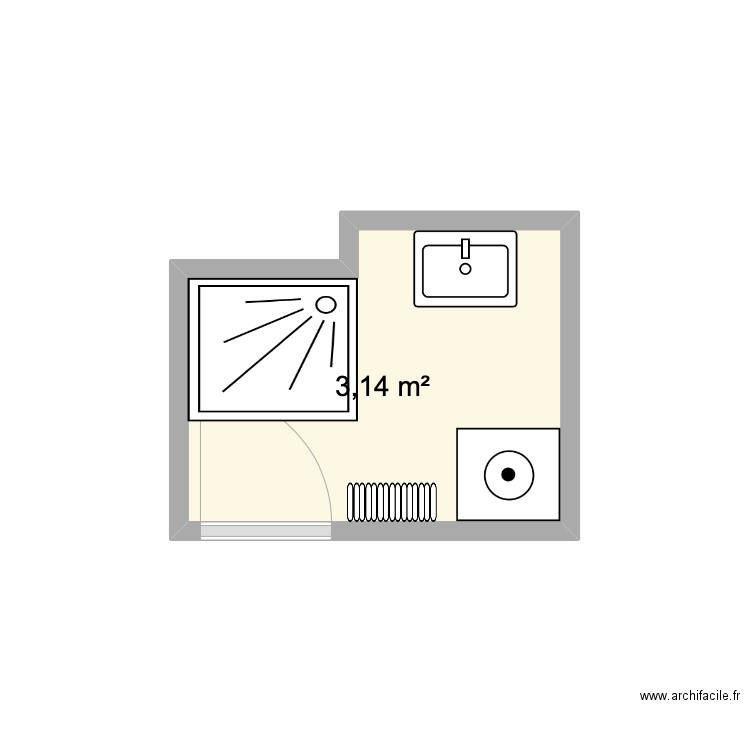 SDB ST Jacques. Plan de 1 pièce et 3 m2