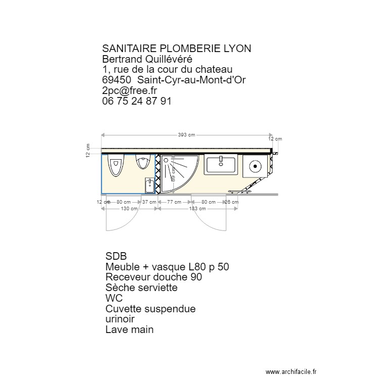 SDB et WC urinoir lave main St Cyr 2. Plan de 0 pièce et 0 m2