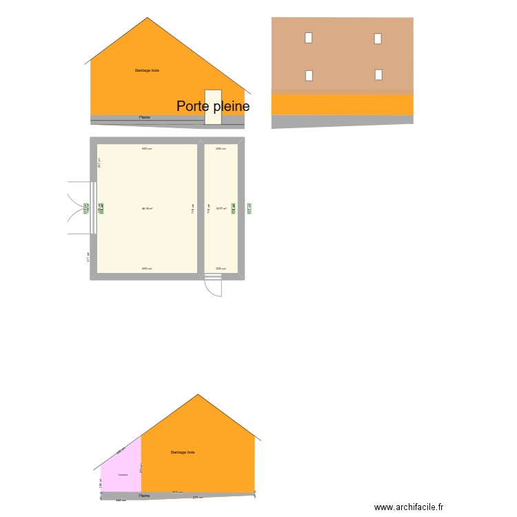 Hangar extension. Plan de 2 pièces et 62 m2