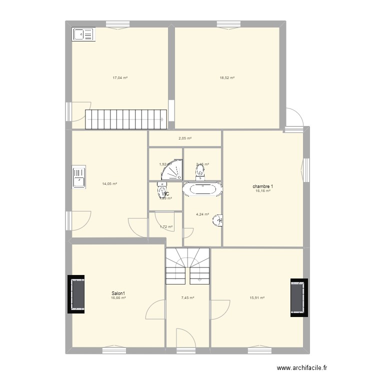 plan maison actuelle. Plan de 20 pièces et 205 m2