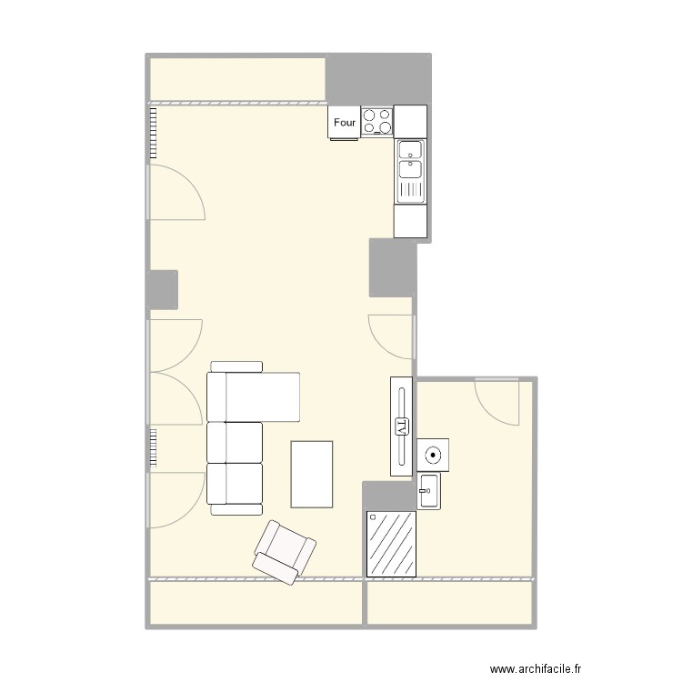 Lot 212 plan avec douche + baignoire. Plan de 9 pièces et 58 m2