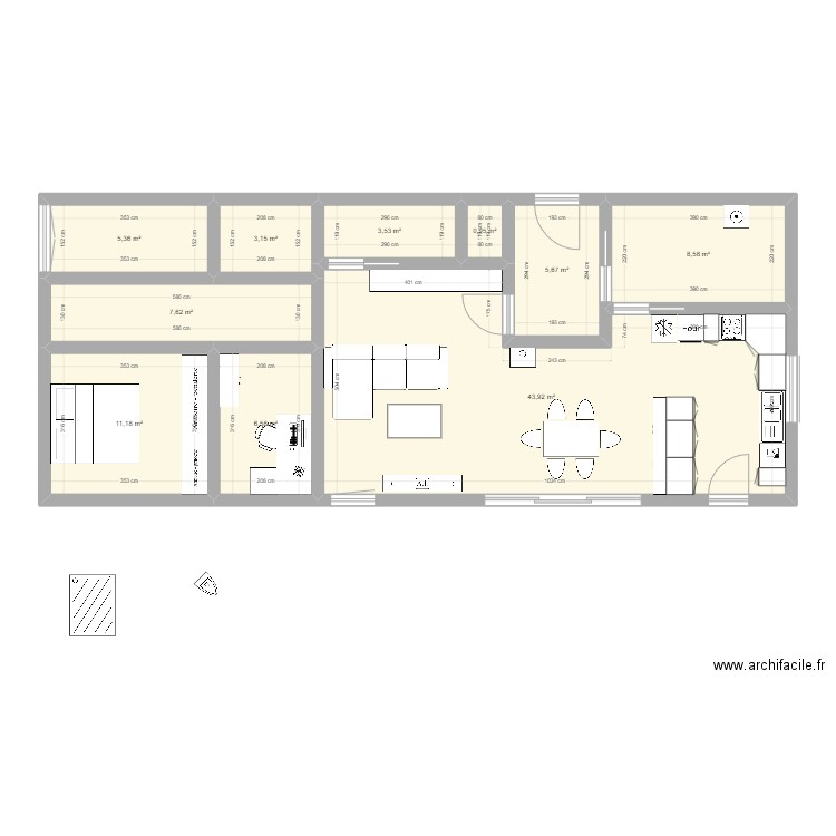 Maison 3 piece. Plan de 0 pièce et 0 m2