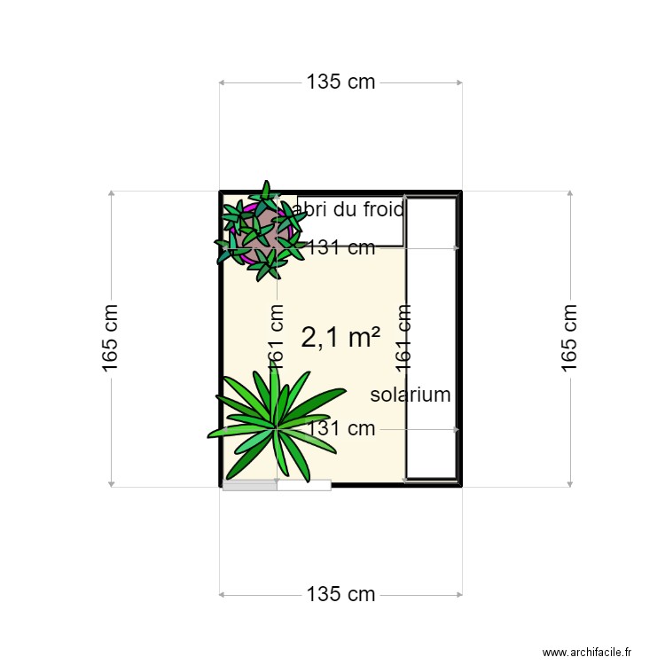 ENCLOS TORTUES BALCON. Plan de 1 pièce et 2 m2