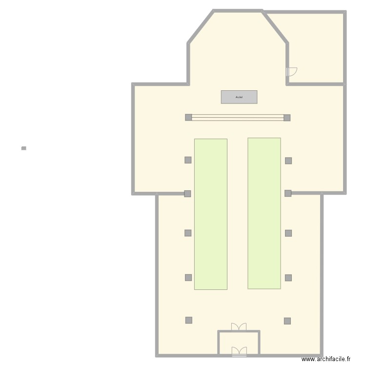 Eglise de Montbeton. Plan de 2 pièces et 535 m2