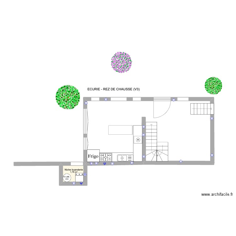 Plan Ferme Treb . Plan de 4 pièces et 16 m2