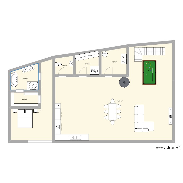 plan maison . Plan de 7 pièces et 145 m2