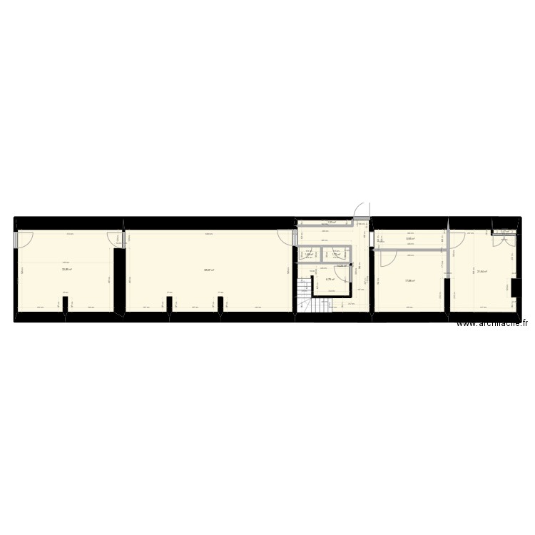 Cannelle sous sol existant . Plan de 11 pièces et 160 m2