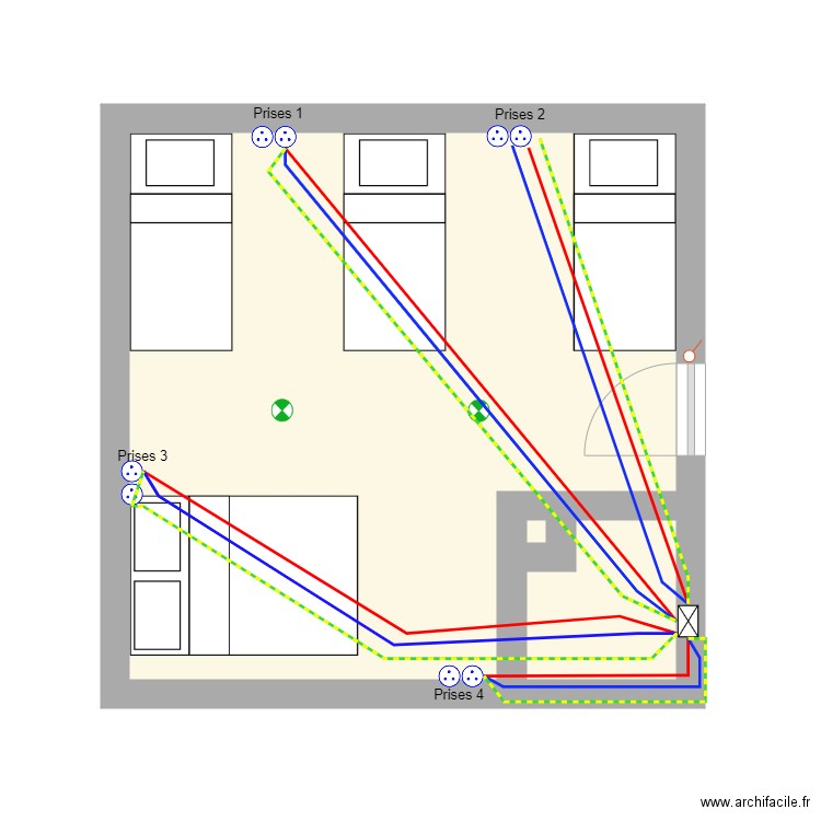 Electricité combles prises. Plan de 0 pièce et 0 m2