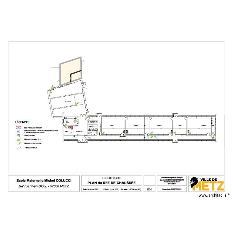 maternelle. Plan de 1 pièce et 55 m2