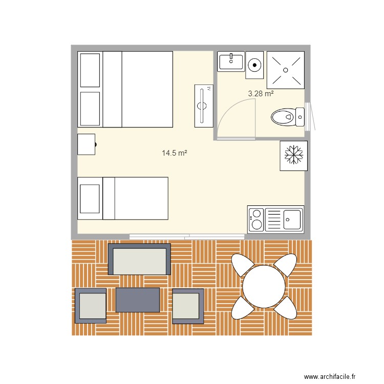 bungalow 20 m2. Plan de 0 pièce et 0 m2