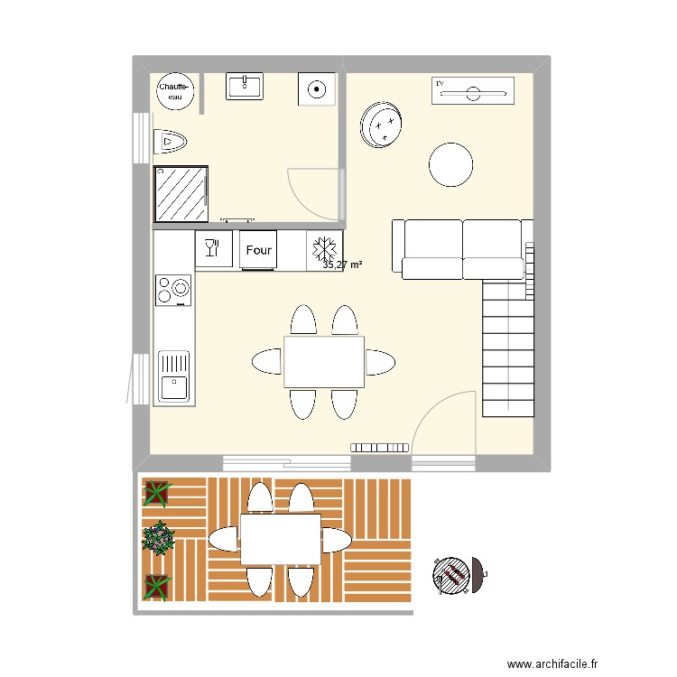 Gite. Plan de 1 pièce et 35 m2