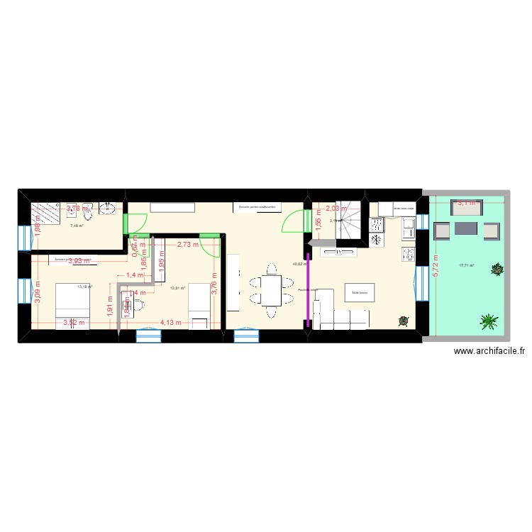 arles projet. Plan de 6 pièces et 95 m2