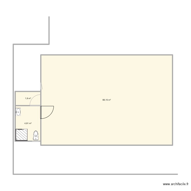 modification. Plan de 3 pièces et 73 m2