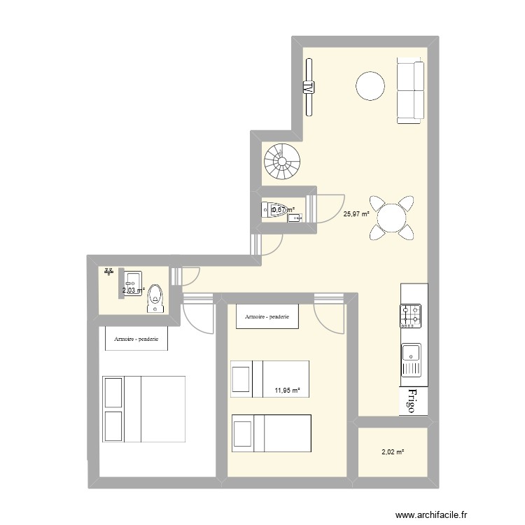 vue d\'ensemble appart. Plan de 0 pièce et 0 m2