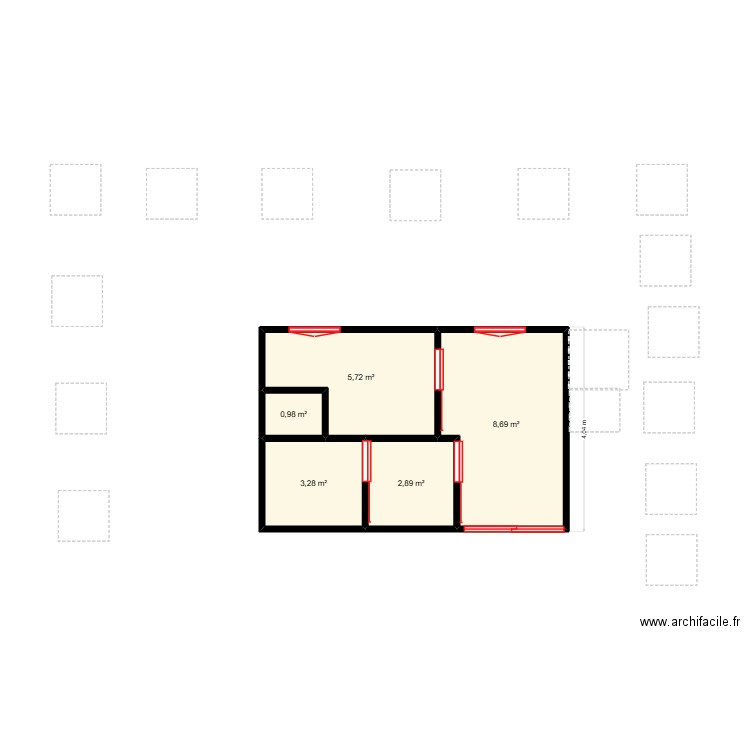 maison. Plan de 5 pièces et 22 m2