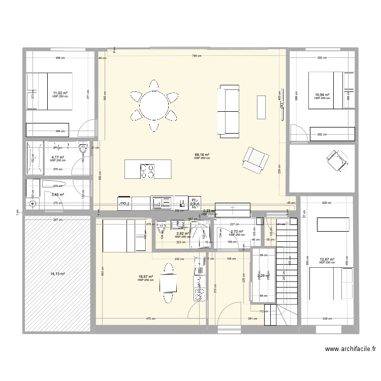 MONTCHAT RDC AMENAGEMENT 2 . Plan de 12 pièces et 151 m2