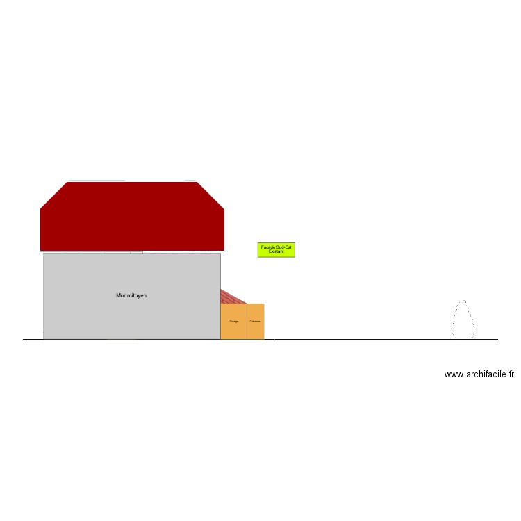 face mitoyenne existant. Plan de 0 pièce et 0 m2