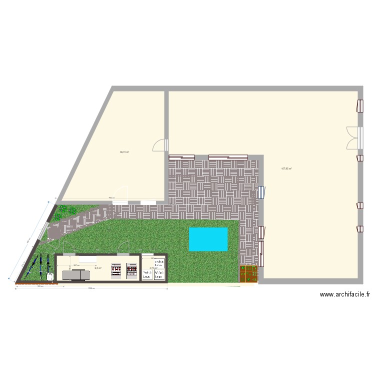 Plan masse exterieur clôture cabanon. Plan de 0 pièce et 0 m2