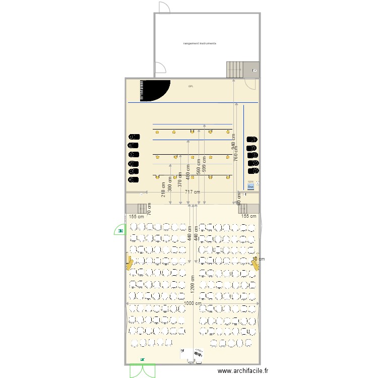 Conservatoire Grande Salle Luypaerts 12-22. Plan de 1 pièce et 214 m2