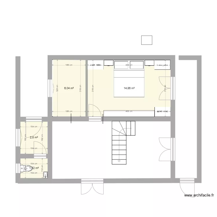 Chambre parents. Plan de 