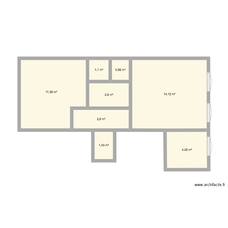 Voltaire 1. Plan de 8 pièces et 39 m2