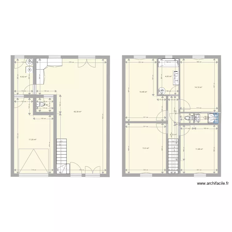Maison R1 3ch. Plan de 