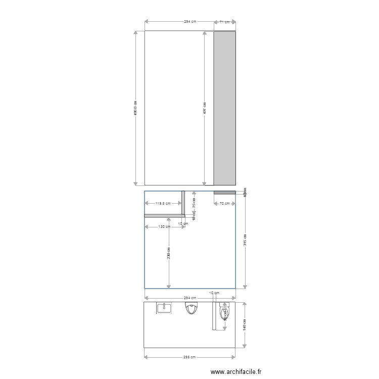 Cuissine  Cellier WC. Plan de 0 pièce et 0 m2