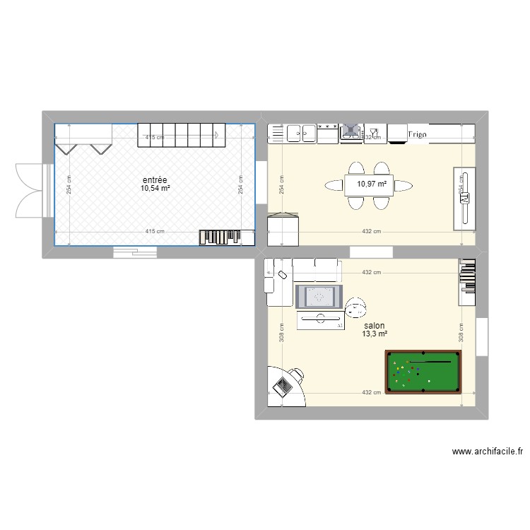 La future maison de Marius. Plan de 3 pièces et 35 m2