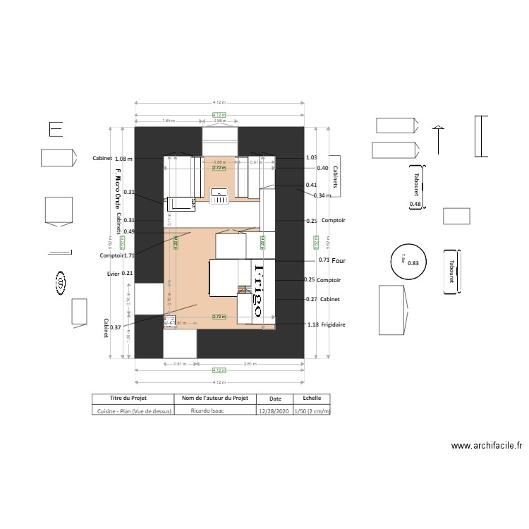 PLAN   CUISINE VUE DESSUS 33333. Plan de 0 pièce et 0 m2