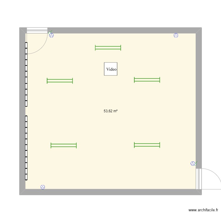 Salle 201. Plan de 1 pièce et 54 m2